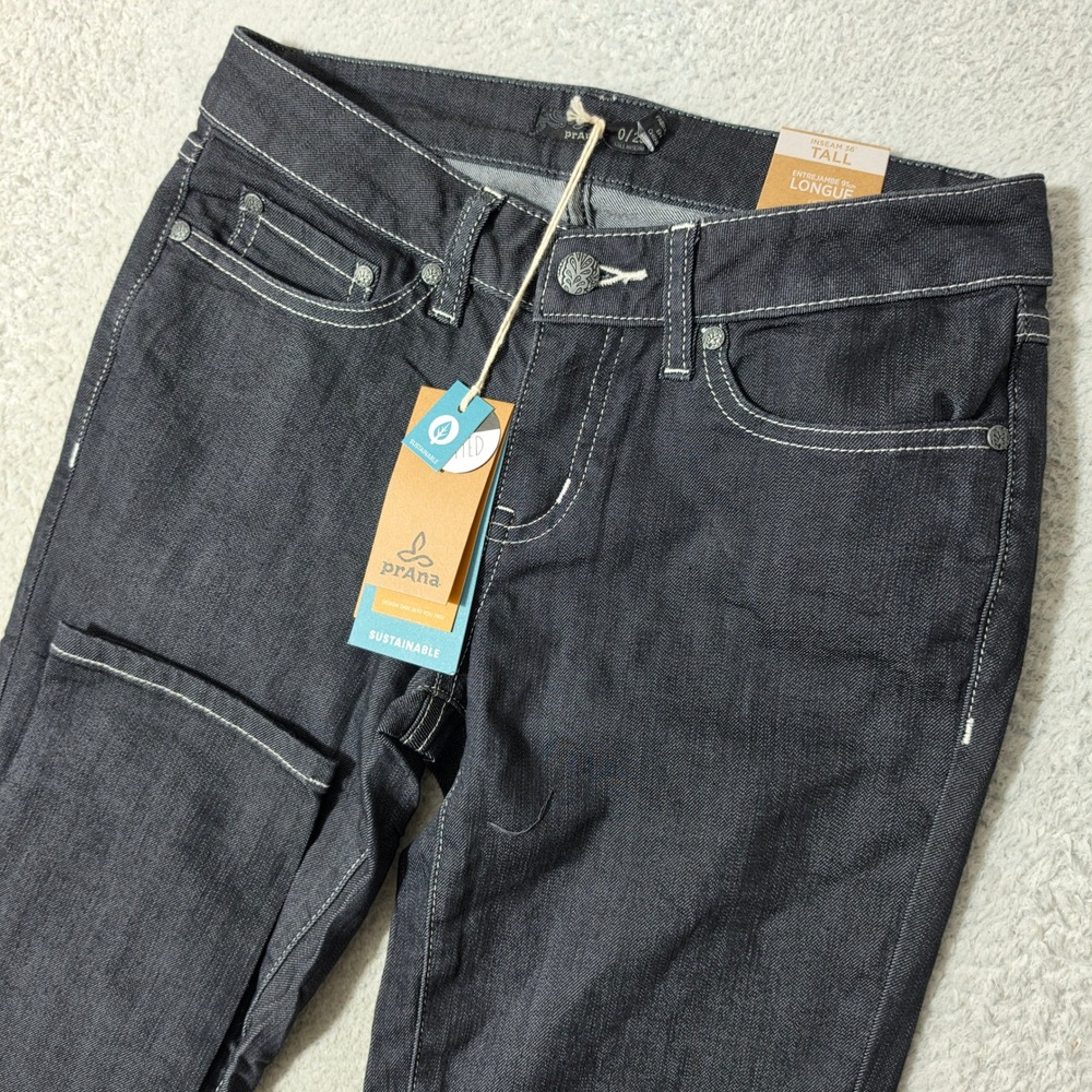 NEW Prana Kayla Jean Womens 0/25/36 Denim Stretch Dark Wash Slim Leg Tall Inseam